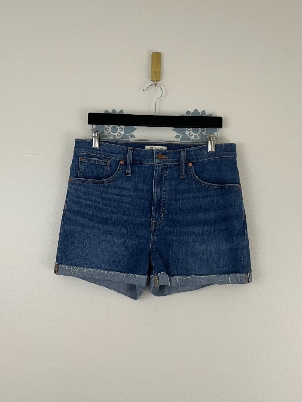 Madewell High Rise Cut Off Cuffed Denim Shorts Size 30